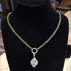 Rhinestone Drop Pendant Necklace in Hematite plating - Women Jewelry
